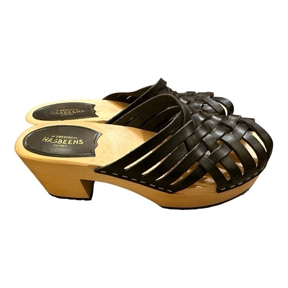 Swedish Hasbeens Shoes - Swedish Hasbeens Monica braided platform black clog Euro 38 New without tags
